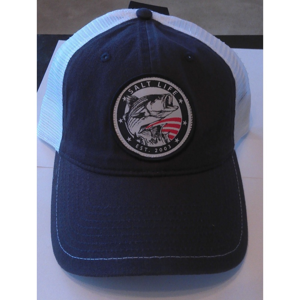 SALT LIFE SNAP BACK FISING HAT NAVY BLUE